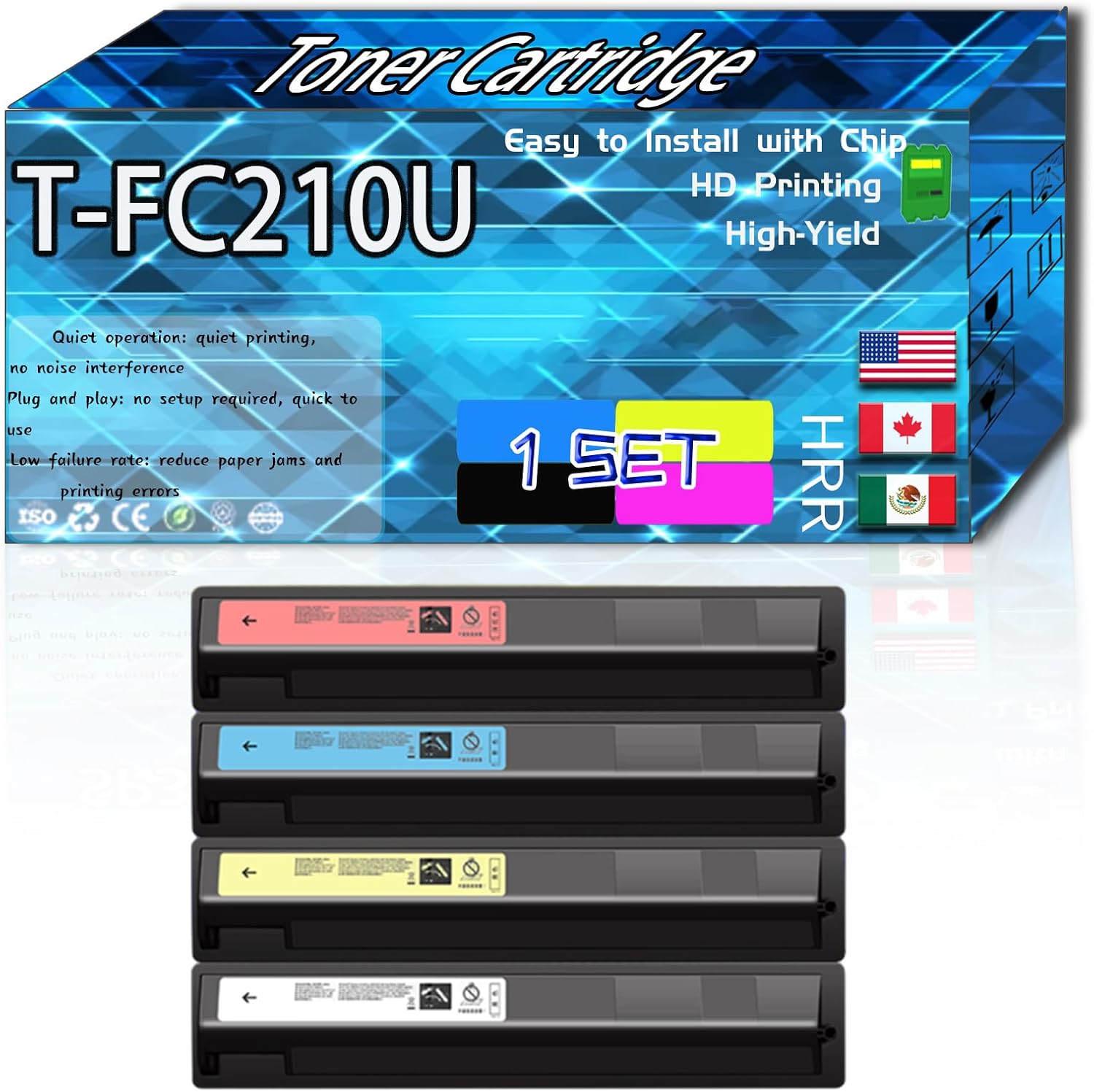 CEECN Compatible for Toshiba T-FC210U Replacement Toner Cartridge Used with E-Studio 2010AC 2510AC Printers, High Production Multiple Options (4-Pack BK/C/M/Y)