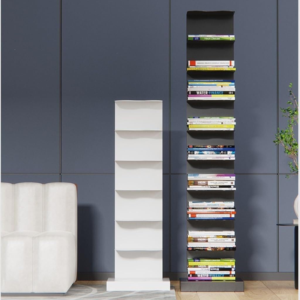ZHANGLEIYV Metal Standing Bookcase, 5-10 Tier Invisible Bookshelf for Corner Storage, No Assembly Required, for Books, Magazines, and More(Black,10 Tier)