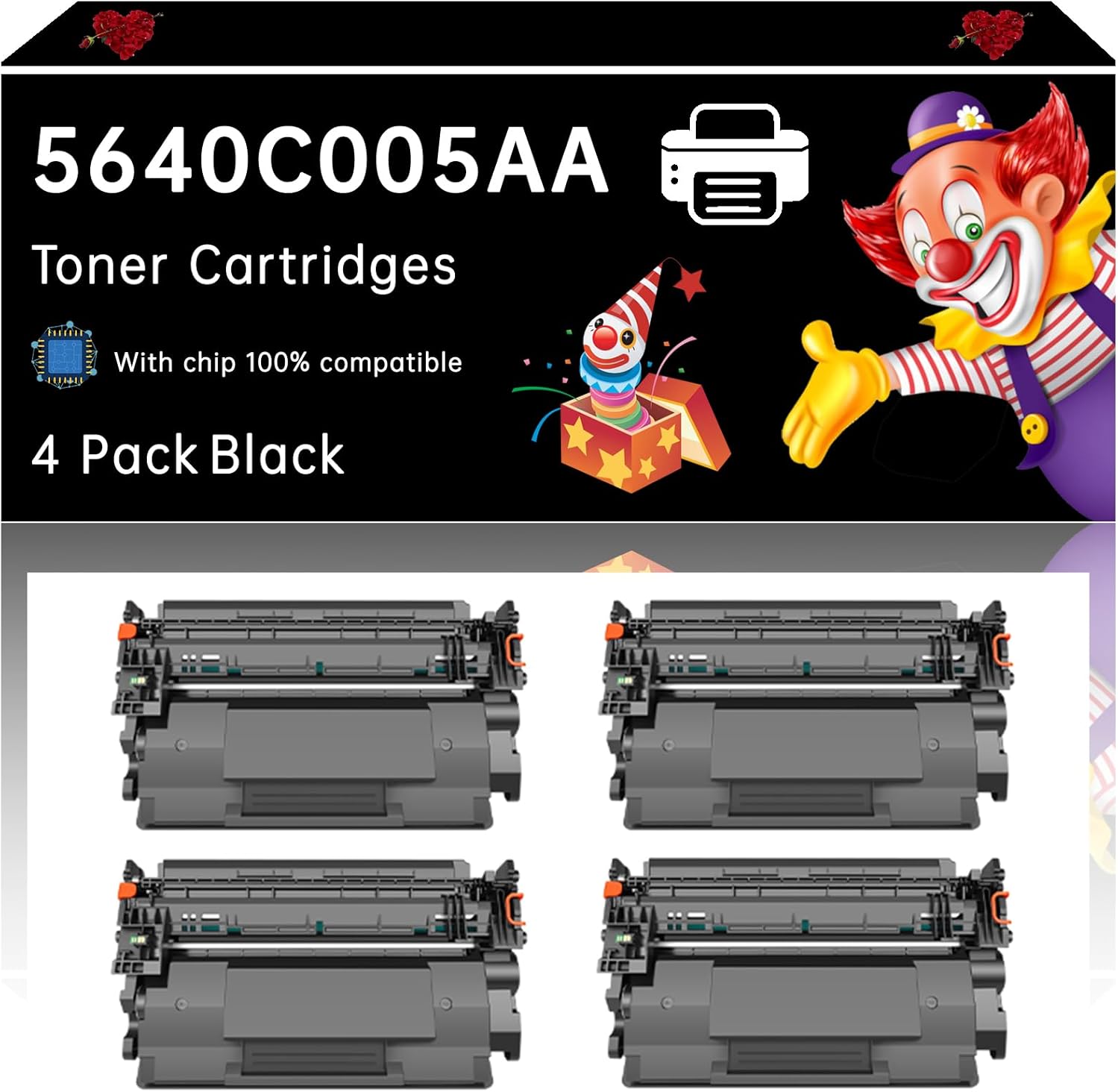 5640C005AA Toner Cartridges Compatible with Canon i-sensys x1440i 1400if 1440p 1440pr Printers, Enhanced Durability, Ideal for High-Volume Printing (4 Pack Black)