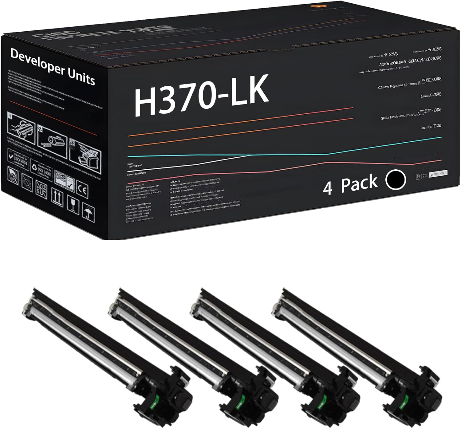 UVUMB Compatible with Toshiba H370-LK Developer Units Work for Toshiba E Studio 2000AC 2010AC 2500AC 2510AC Printers, with Chip, High Yield 70000 Pages, High-Definition Printing (4 Pack Black)