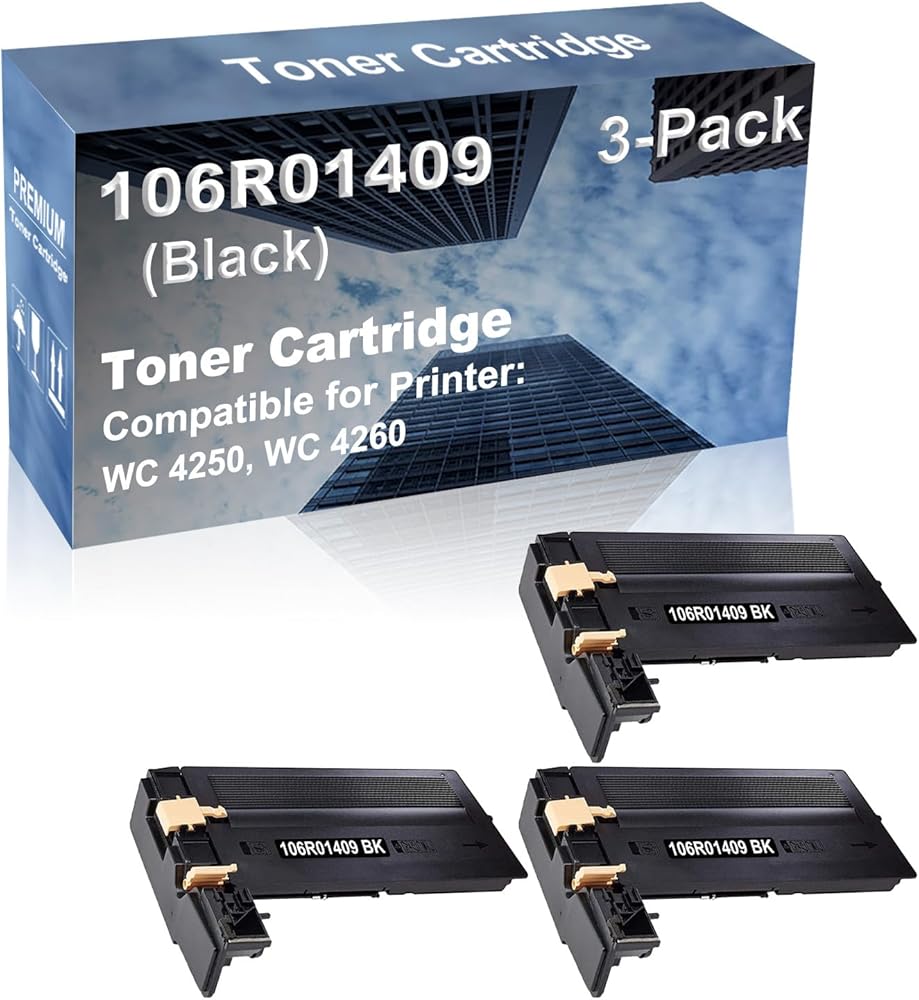 3-Pack Compatible High Capacity 106R01409 Printer Cartridge use for WC 4250, WC 4260 Printer (Black)