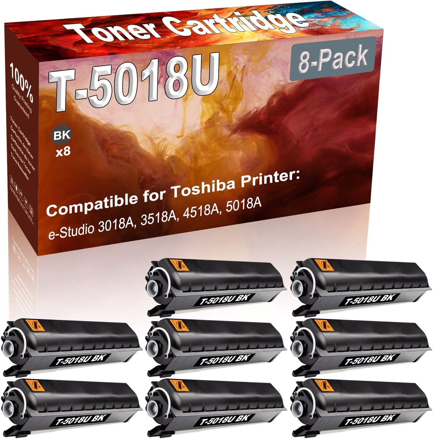 Credibility Store 8-Pack (Black) Compatible T-5018U T5018U Printer Toner Cartridge (High Capacity) fit for Toshiba e-Studio 3018A 3518A 4518A 5018A Printer