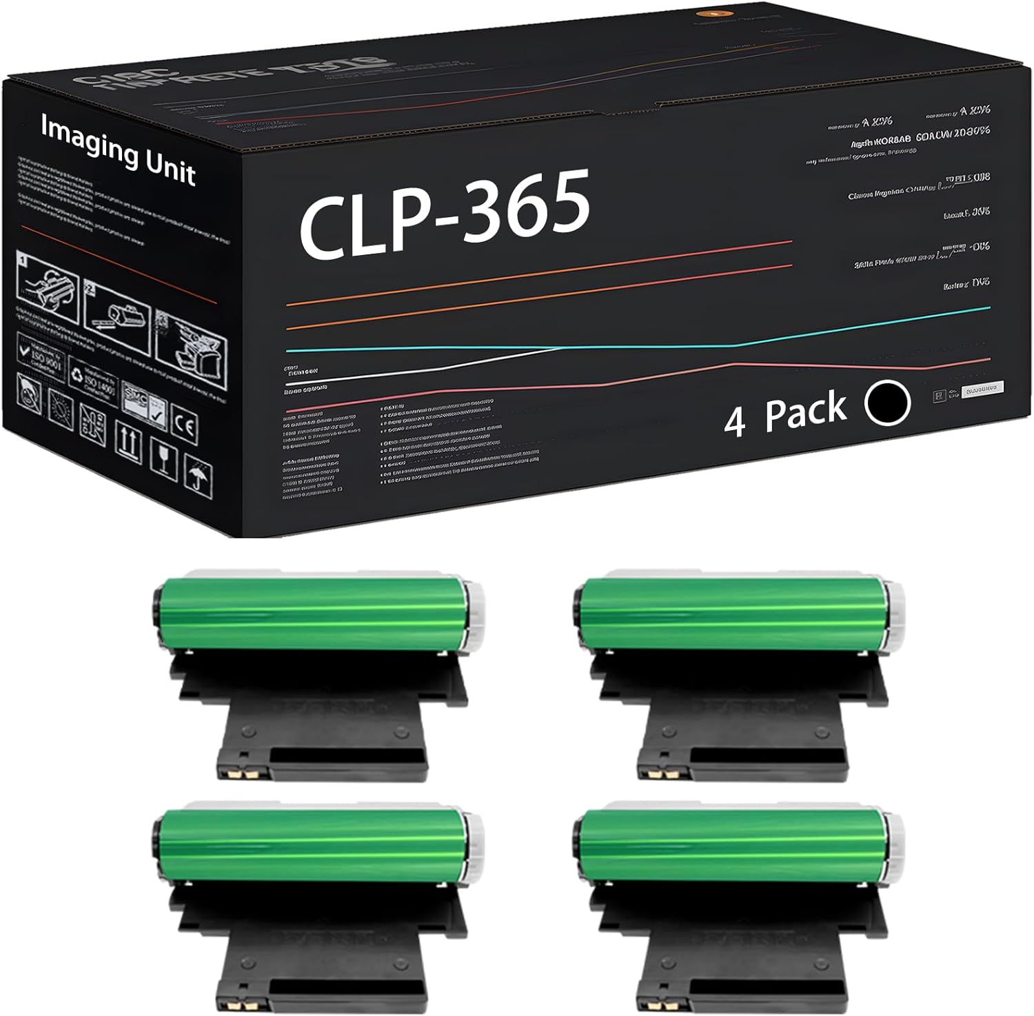 UVUMB Compatible with Samsung CLP-365 Imaging Unit Work for Samsung CLP-365W CLX-3305FW Printers, with Chip, High Yield 26000 Pages, High-Definition Printing (4 Pack Black)