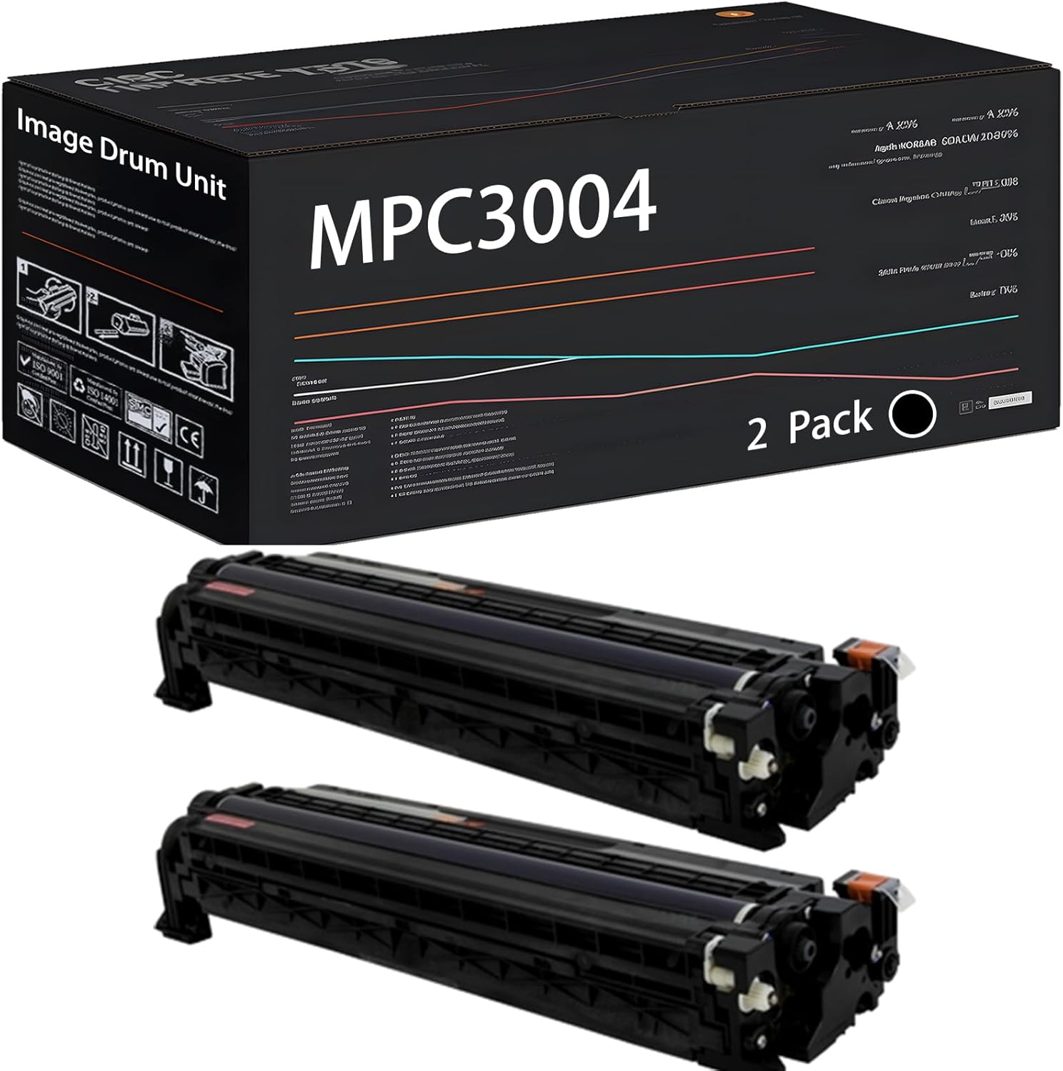 UVUMB Compatible with Ricoh MPC3004 Image Drum Unit Work for Ricoh MP C3004 MP C3504 Printers, with Chip, High Yield 110000 Pages, High-Definition Printing (2 Pack Black)