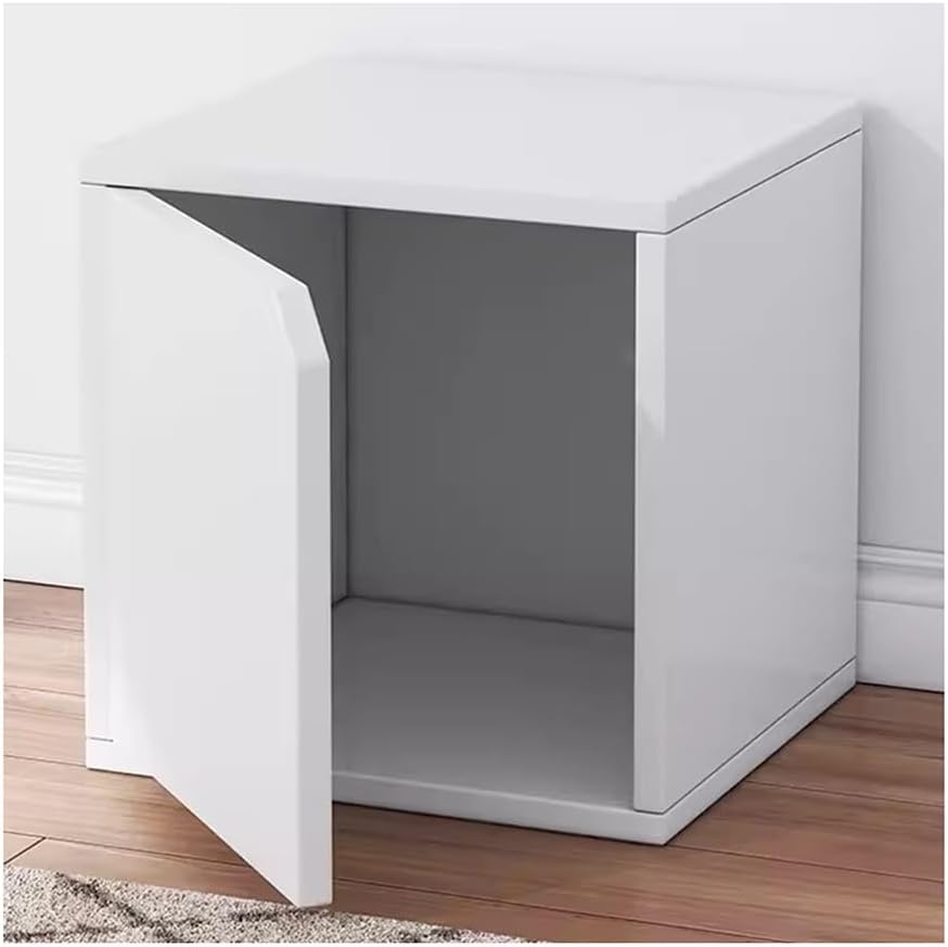 SDVantage 1 Tier Stackable Storage Cube,Floor Simple Bookcase,Cubby Organize,Free Combination Lattice Cabinet,Bookshelf, with Door Small Cabinet Storage Locker (White b)