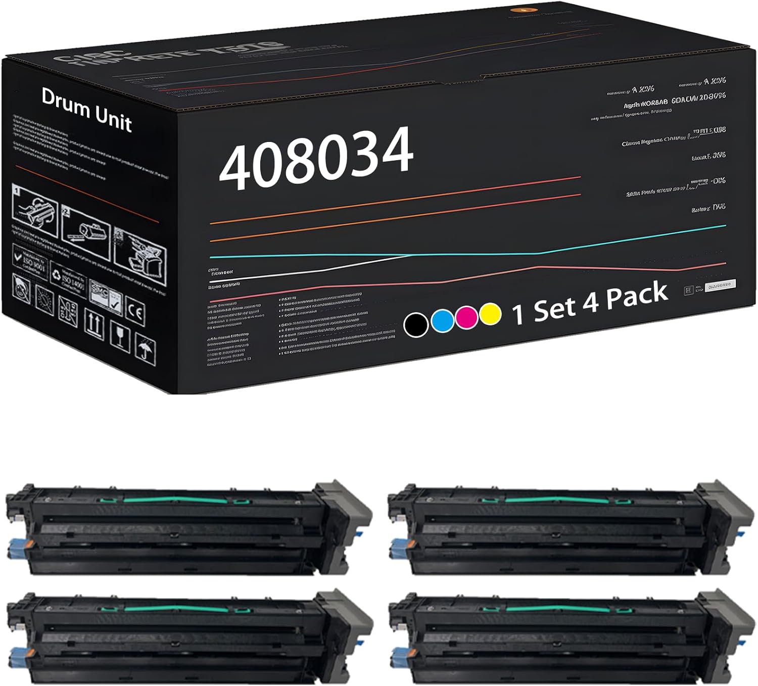 UVUMB 408034 Drum Unit Compatible for Lanier SP C840dn SP C842dn Printers, with Chip, High Yield 65000 Pages, High-Definition Printing (Multicolor)