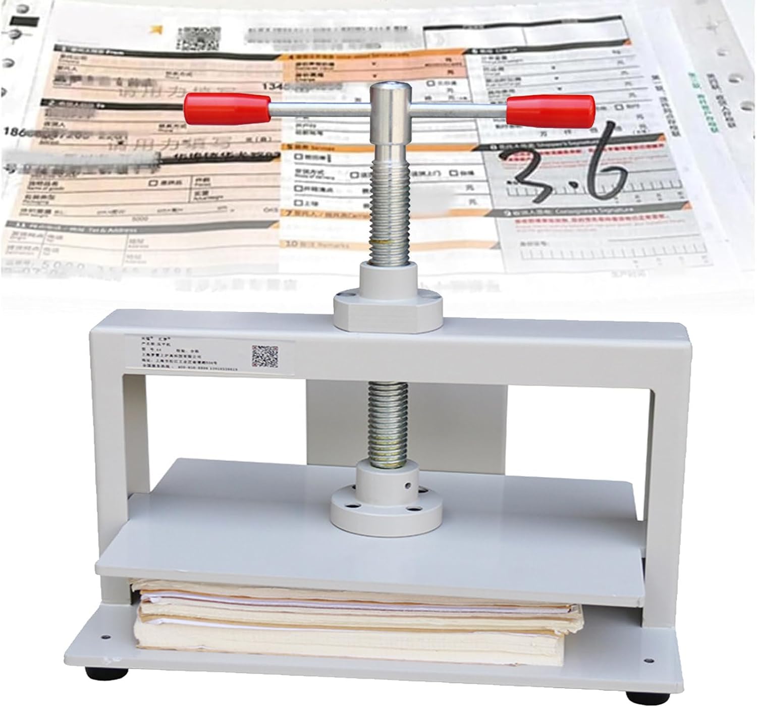 JJENXYYDS Steel Manual Book Flattening Nipping Machine,1500kg Portable Bookbinding Press,Quickly Flatten Paper Wrinkles,with Double Balance Rod,for Banknotes,Documents,Books and Invoices,A4