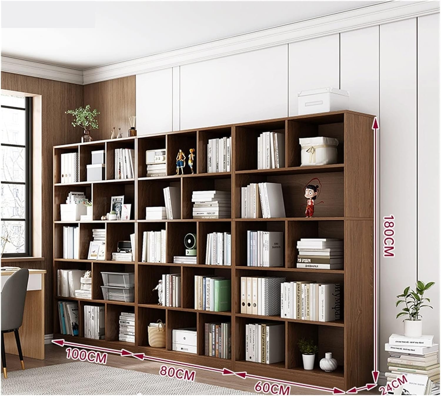 DOLUNTO Bookshelf Rack Floor Storage Cabinet, Simple Solid Wood Color Bookcase Living Room Locker Home Multi-Layer Reading Rack (Color : 240x24x180cm)