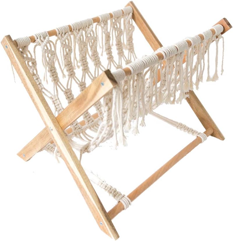 LCJQ Home Bookshelf Nordic Table Woven Magazine Rack, Simple Modern Folding Bay Window Shelf Storage Rack ​Shelves