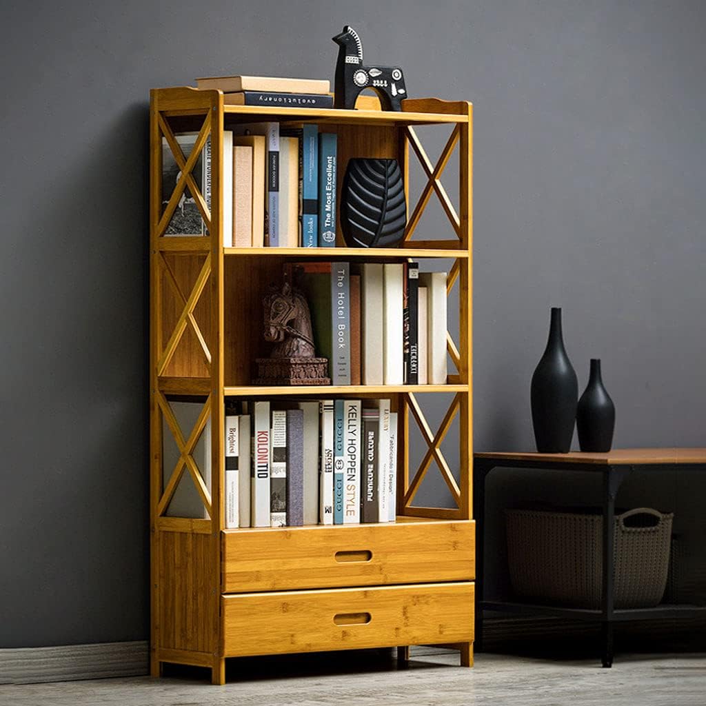 Bookcase Bamboo 2/3-Tier Free Standing Open Shelf Display Storage Rack Shelves Solid Wood Multi-Layer Storage Cabinet Suitable for Study Office Living Room Multiple