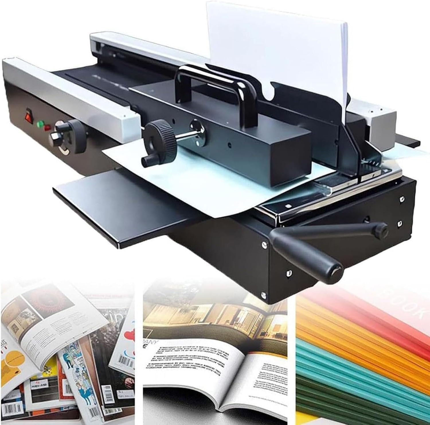 HYUIO Book Binding Machine A4, 200pcs H Wireless Hot Melt Glue Paper Punch Binder, 1200W Glue Thickness 40mm, Glue Length 32cm, for Office Book Paper Albums