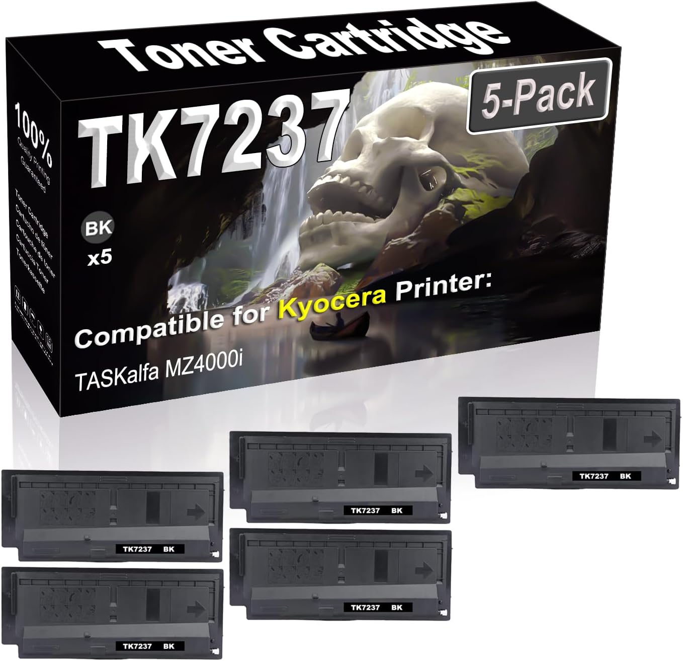 SINIYA 5-Pack (Black) Compatible High Yield TK7237 TK-7237 1T02ZS0US0 Laser Printer Toner Cartridge use for Kyocera TASKalfa MZ4000i Printer