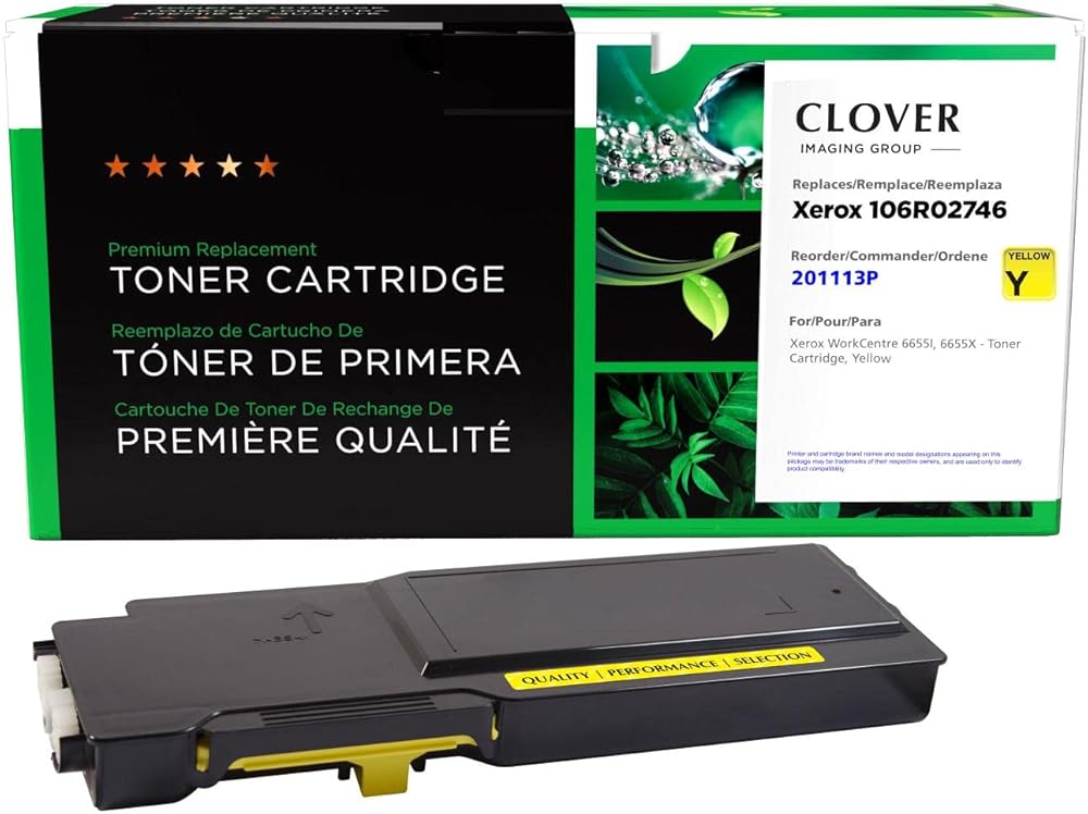 Clover Remanufactured Toner Cartridge Replacement for Xerox 106R02746 | Yellow