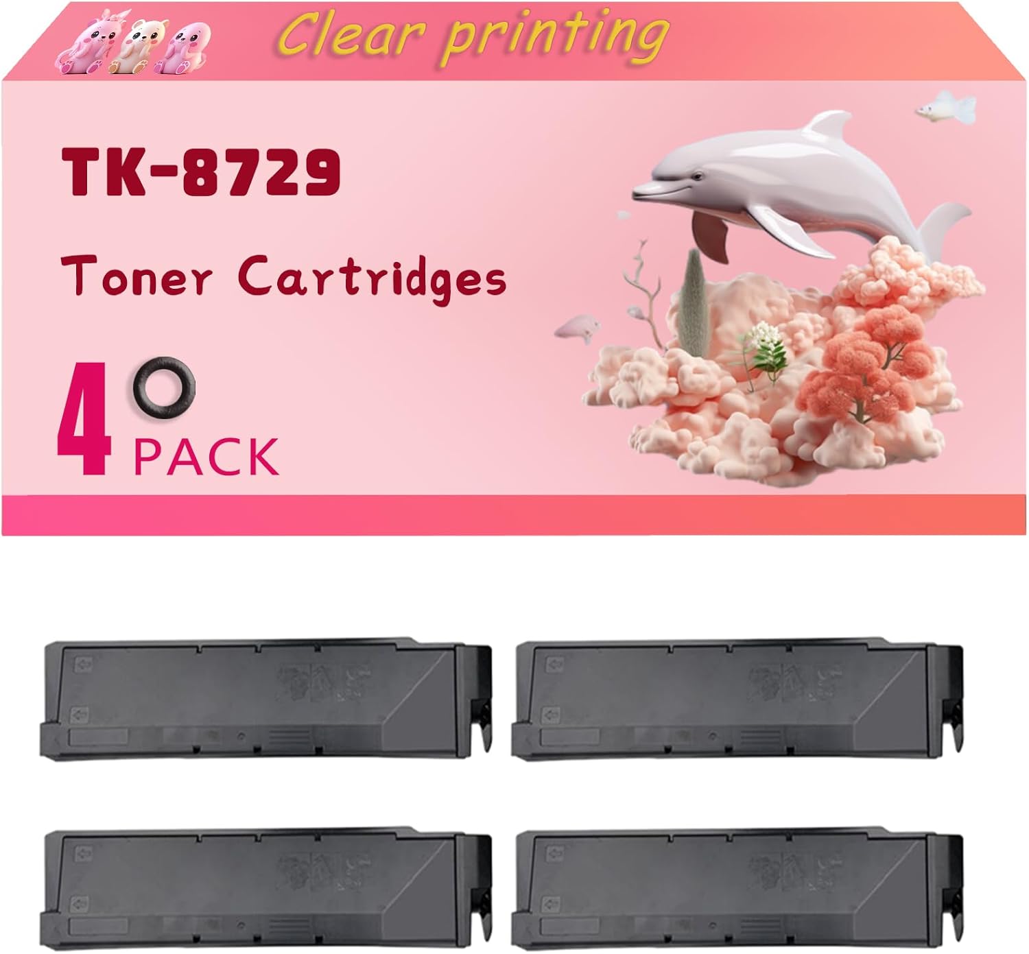LECUU TK-8729 Toner Cartridges Compatible for Copystar CS7052ci CS8052ci Printers, High Yield 85000 Pages, Clear Bright Colors (4 Pack Black)