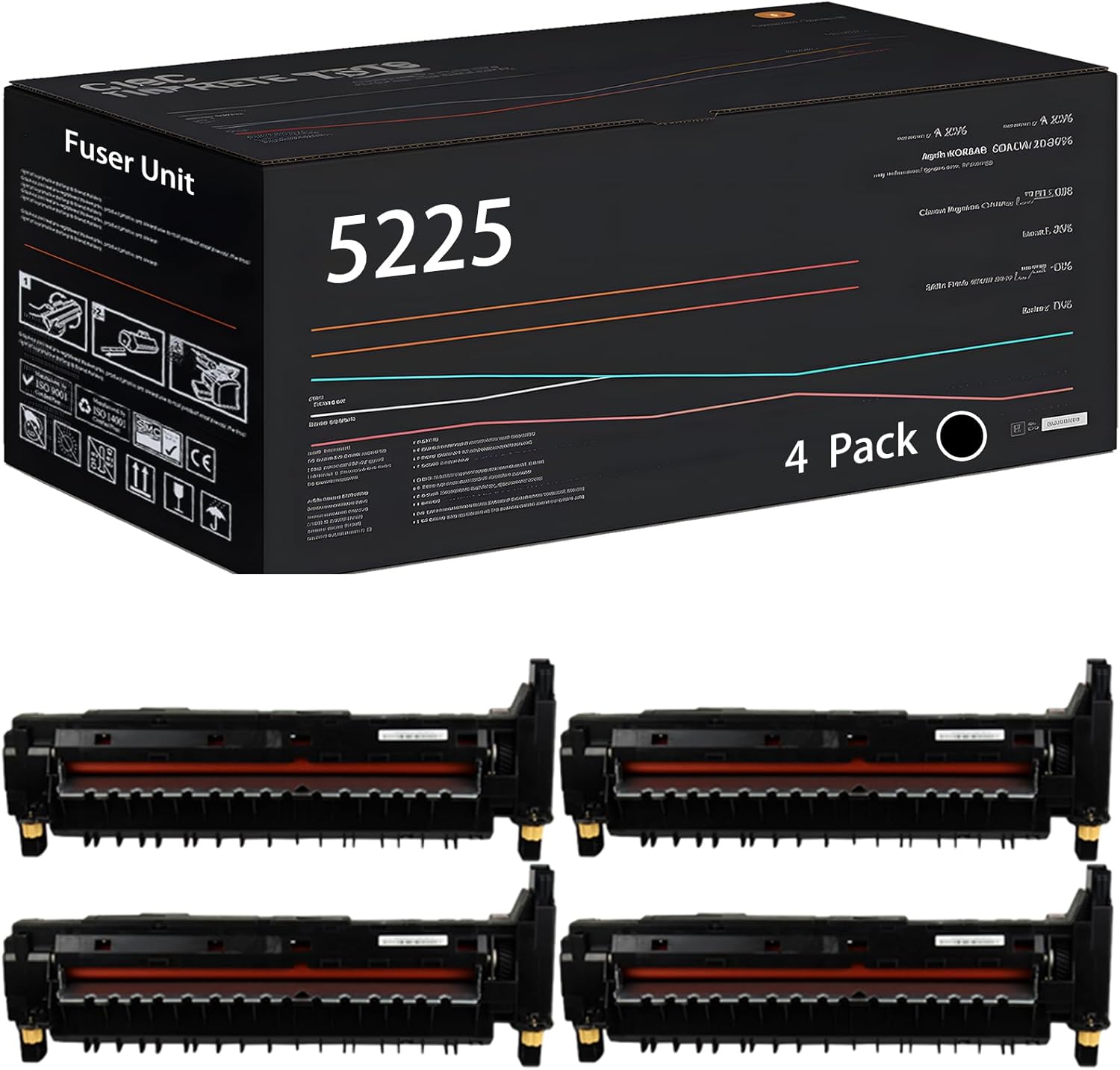 UVUMB Compatible with Xerox 5225 Fuser Unit Work for Xerox WorkCentre 5222 5225 5230 Printers, with Chip, High Yield 300000 Pages, High-Definition Printing (4 Pack Black)