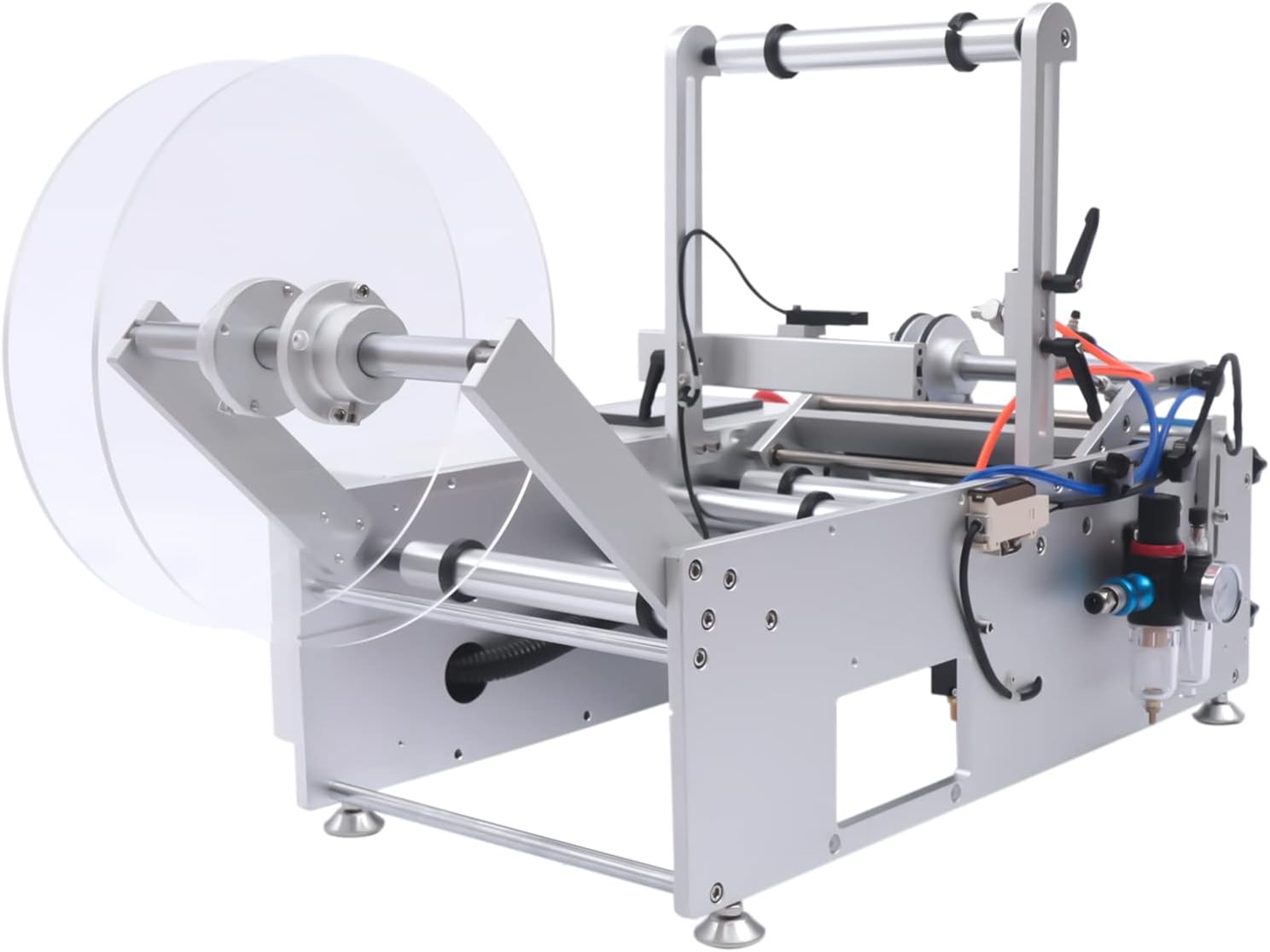 sjcdicnj Round Bottle Labeling Machine, Semi-Automatic Round Bottle Labeler Labeling Machine, Label Maker Bottle Labeler for Cosmetics, Food, Beverage and Other Industries 20-40Pcs/min