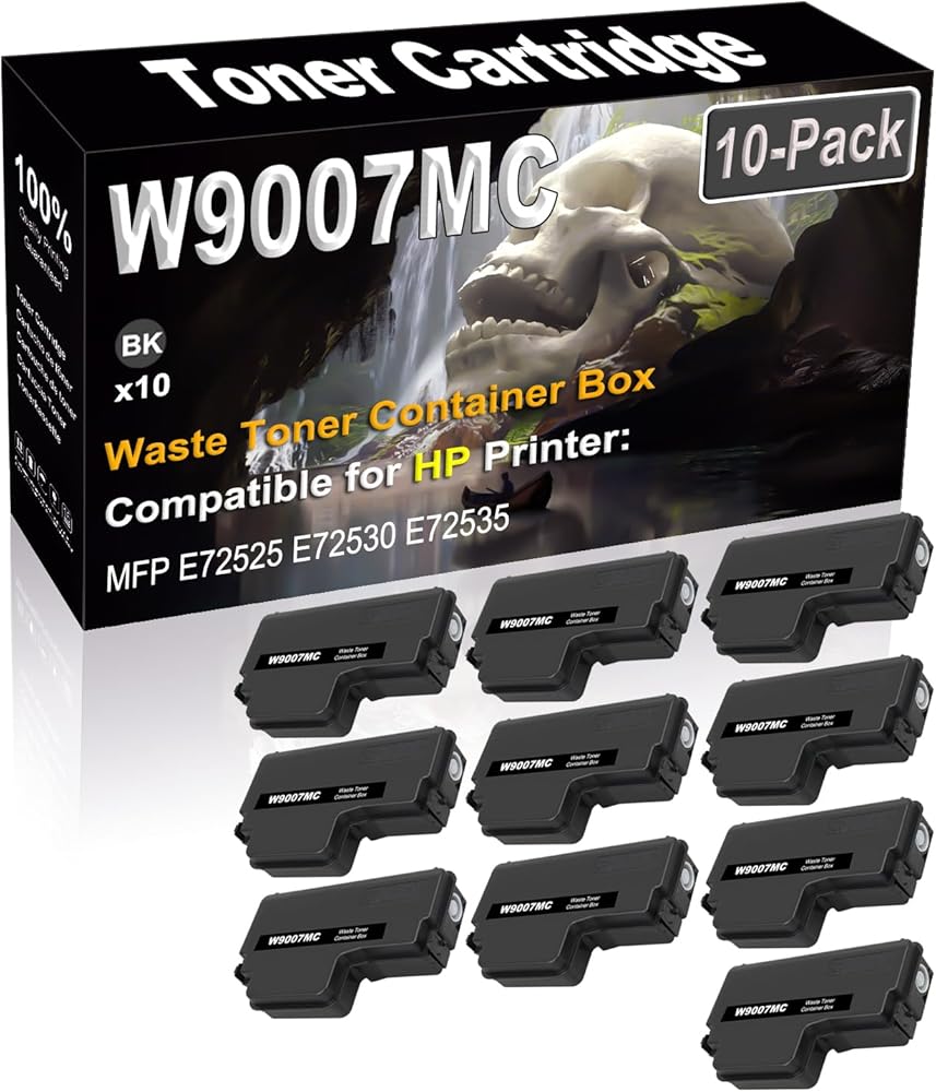 SINIYA 10-Pack Compatible High Capacity W9007 W9007MC Waste Toner Container Box use for MFP E72525 E72530 E72535 Flow MFP E72525 Printer (Black)