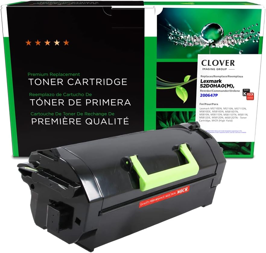 Clover Remanufactured MICR Toner Cartridge for Lexmark 52D0HA0(M), 52D1H00(M), 52D1H0L(M) | Black | High Yield