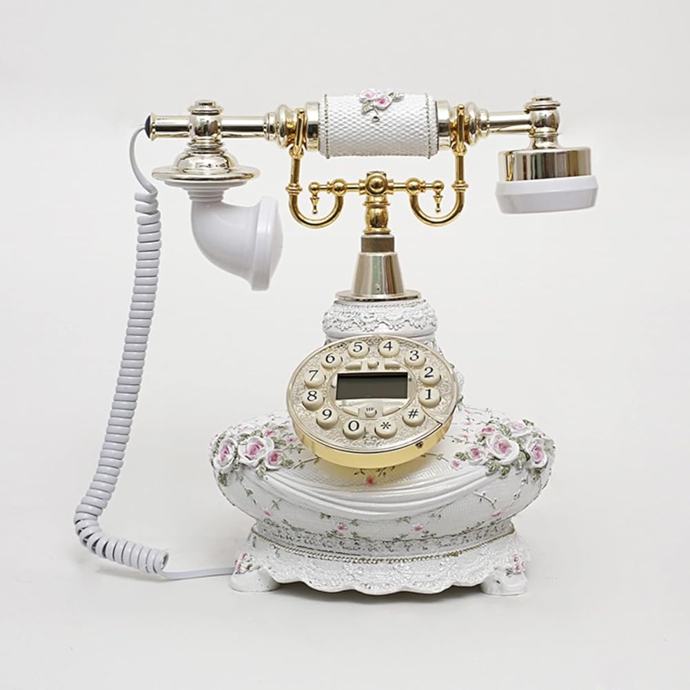 Retro Corded Landline Antique Phone Home Phones Old Fashion High?Definition Call Quality Vintage Phone European Button Dialing Telephone for Home Office Furniture Decoration A