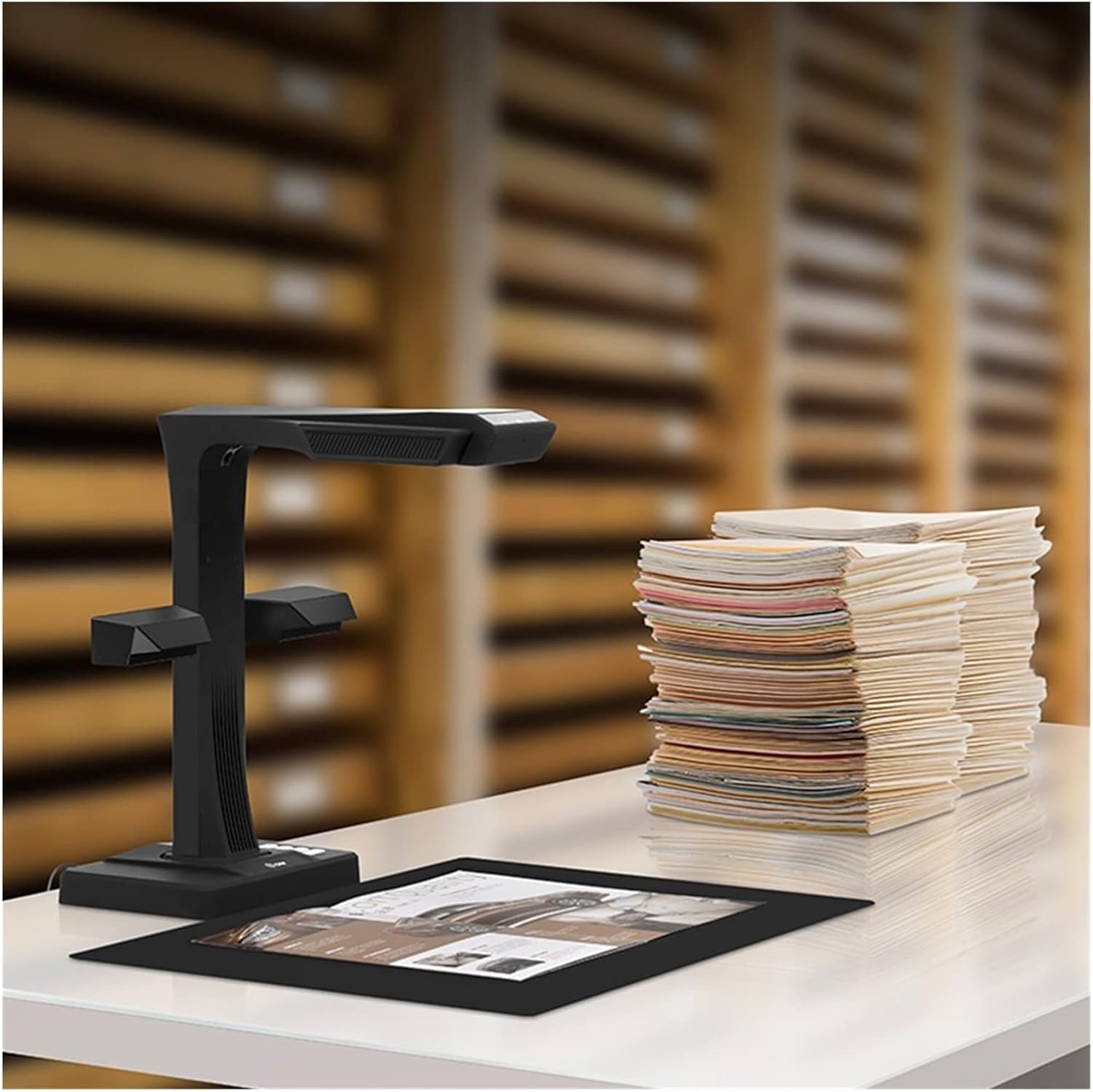 Document Camera Book Scanner ET16 Plus High Speed 16MP Max A3 Size Document Support OCR Function Compatible with Mac for Office (Color : Black Plugs Type : U-S)