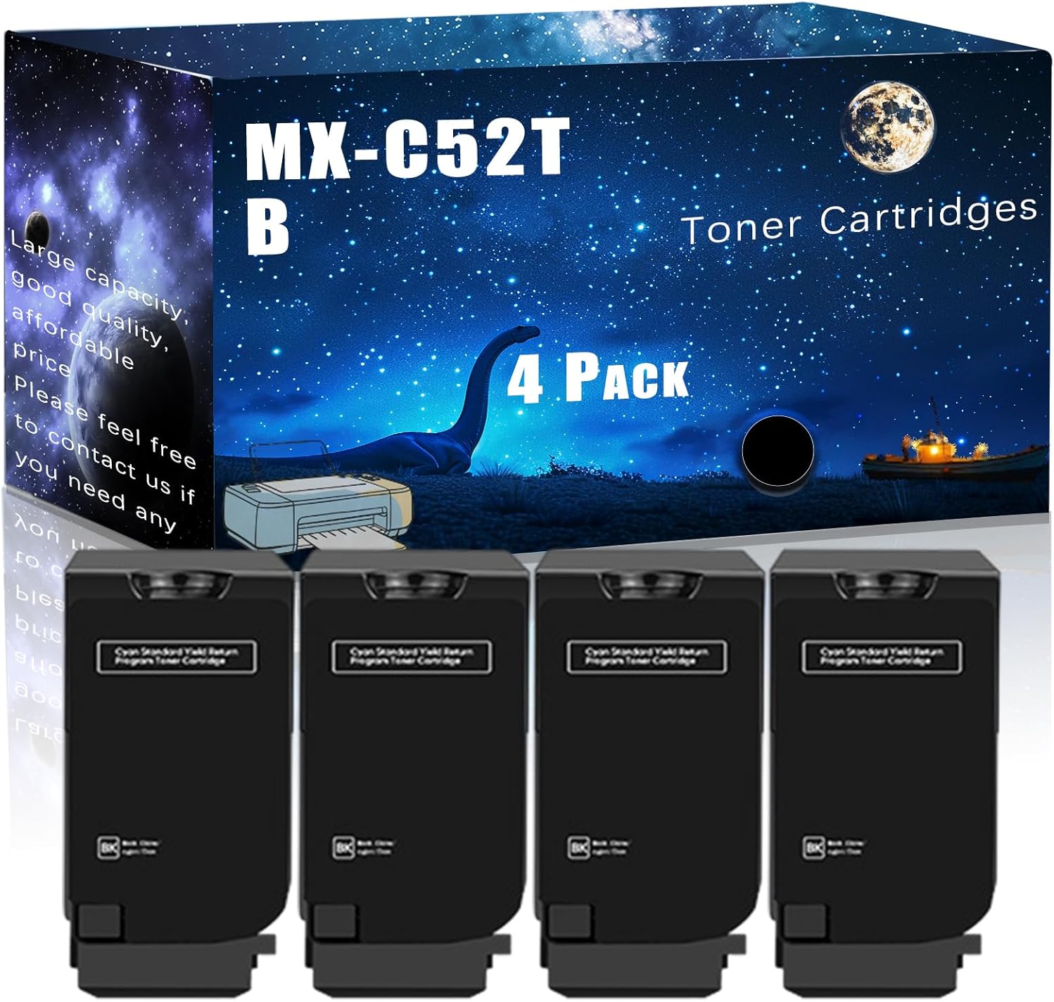 MUCQL MX-C52TB Compatible Toner Cartridges Replacement for Sharp High Yield Compatible MX-C528F MX-C428F Printers, Meet Printing Needs (4 Pack Black)
