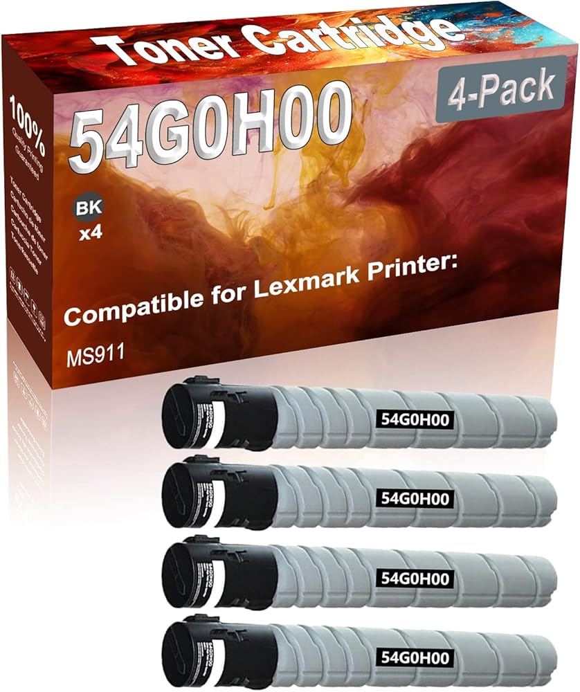 Credibility Store 4-Pack (Black) Compatible High Yield 54G0H00 Printer Cartridge use for MS911 Printer