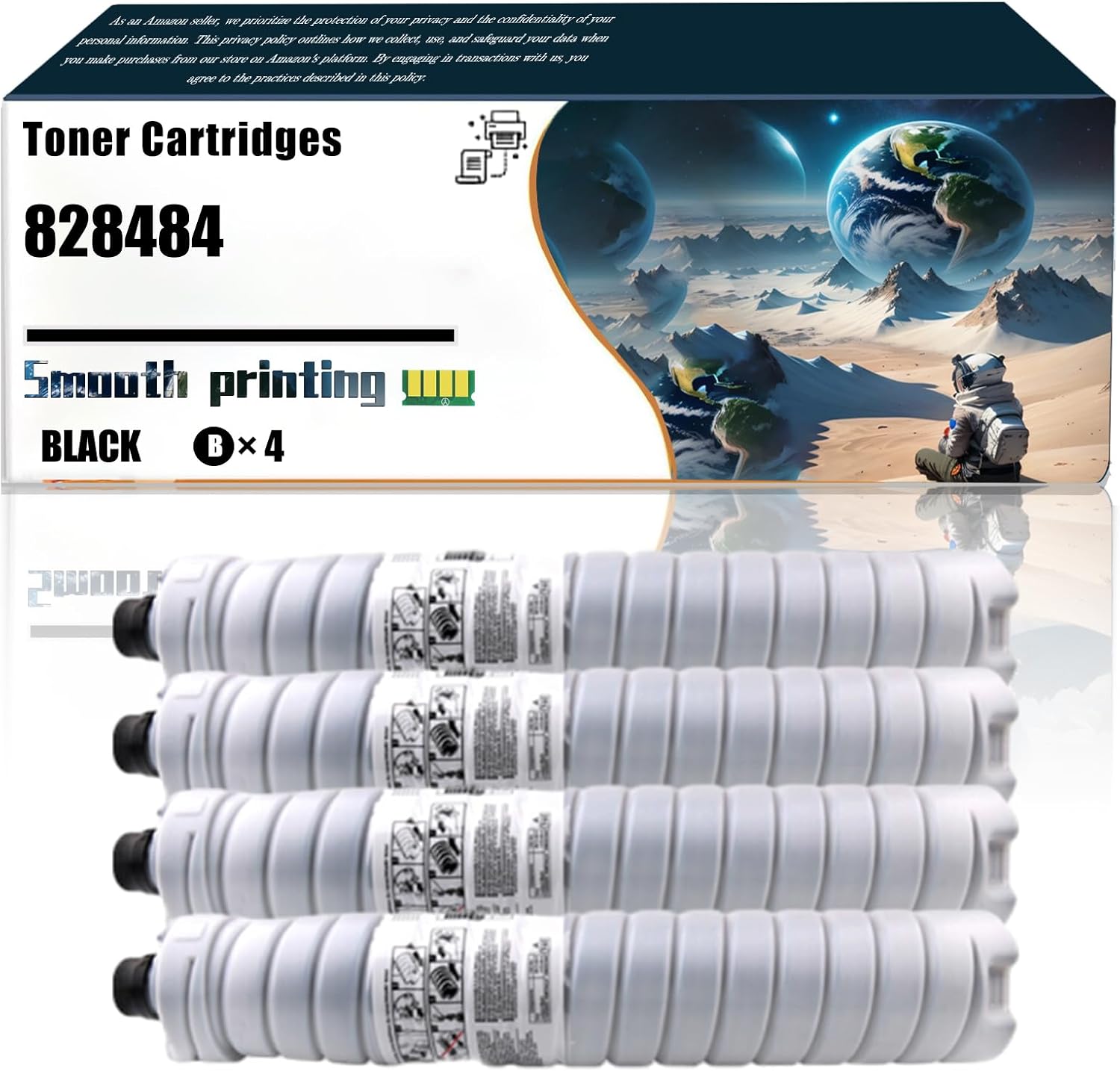 LSSF Replacement Parts Toner Cartridges 828484 Compatible with Ricoh Pro 8200ex 8200s8210s 8220s Printers, Contains Chip and Clear Printing (4 Pack Black)