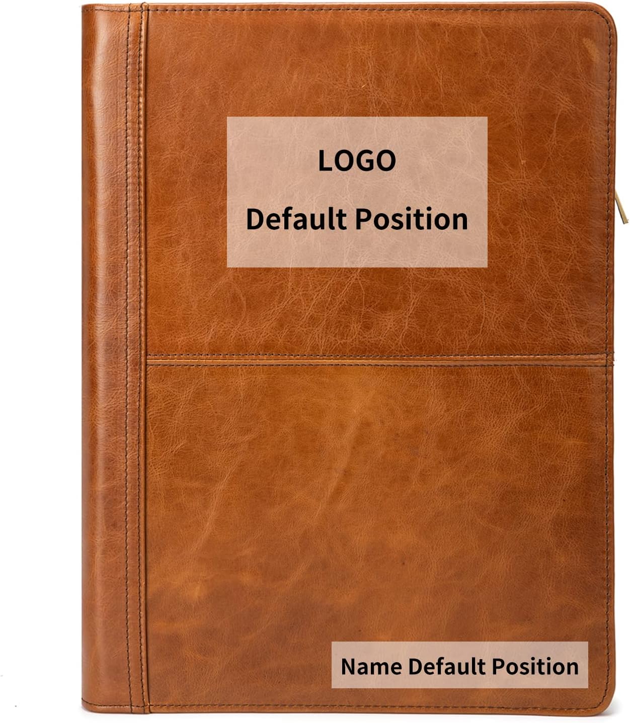 Geslun Personalized Genuine Leather Portfolio with 3 Ring Binder, Full Grain Leather Padfolio Zippered, A4 Notebook Holder Customized Professional Folder Organizer Gift for Men and Women, Oil Tanned