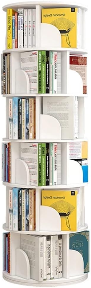 Revolving Bookshelf Children's Bookcase,Creative 360°Rotating Bookcase Bedroom Living Room Library Revolving Book Shelf (Color : White, Size : 6 Layers(46 * 191cm))