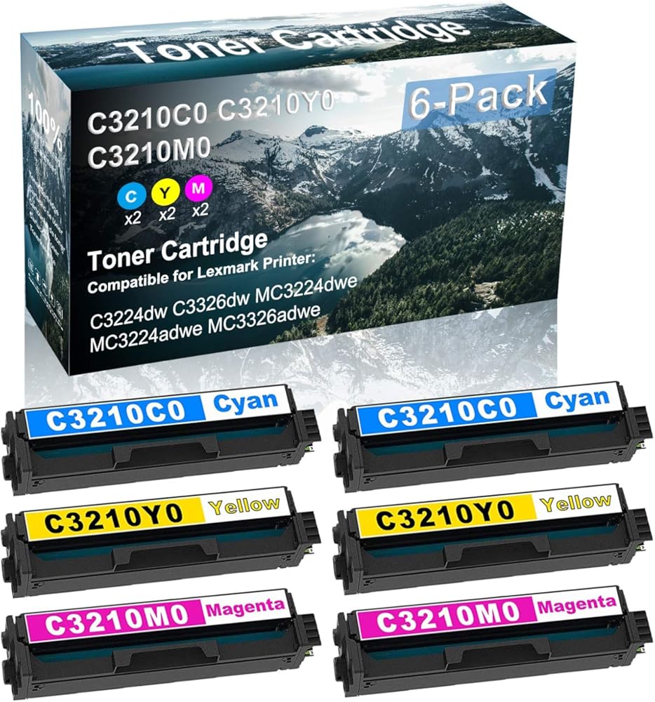 Credibility Store 6 Pack (C+Y+M) Compatible C3210C0 C3210Y0 C3210M0 Printer Cartridge use for C3224dw C3326dw MC3224dwe MC3224adwe MC3326adwe Printer (High Capacity)