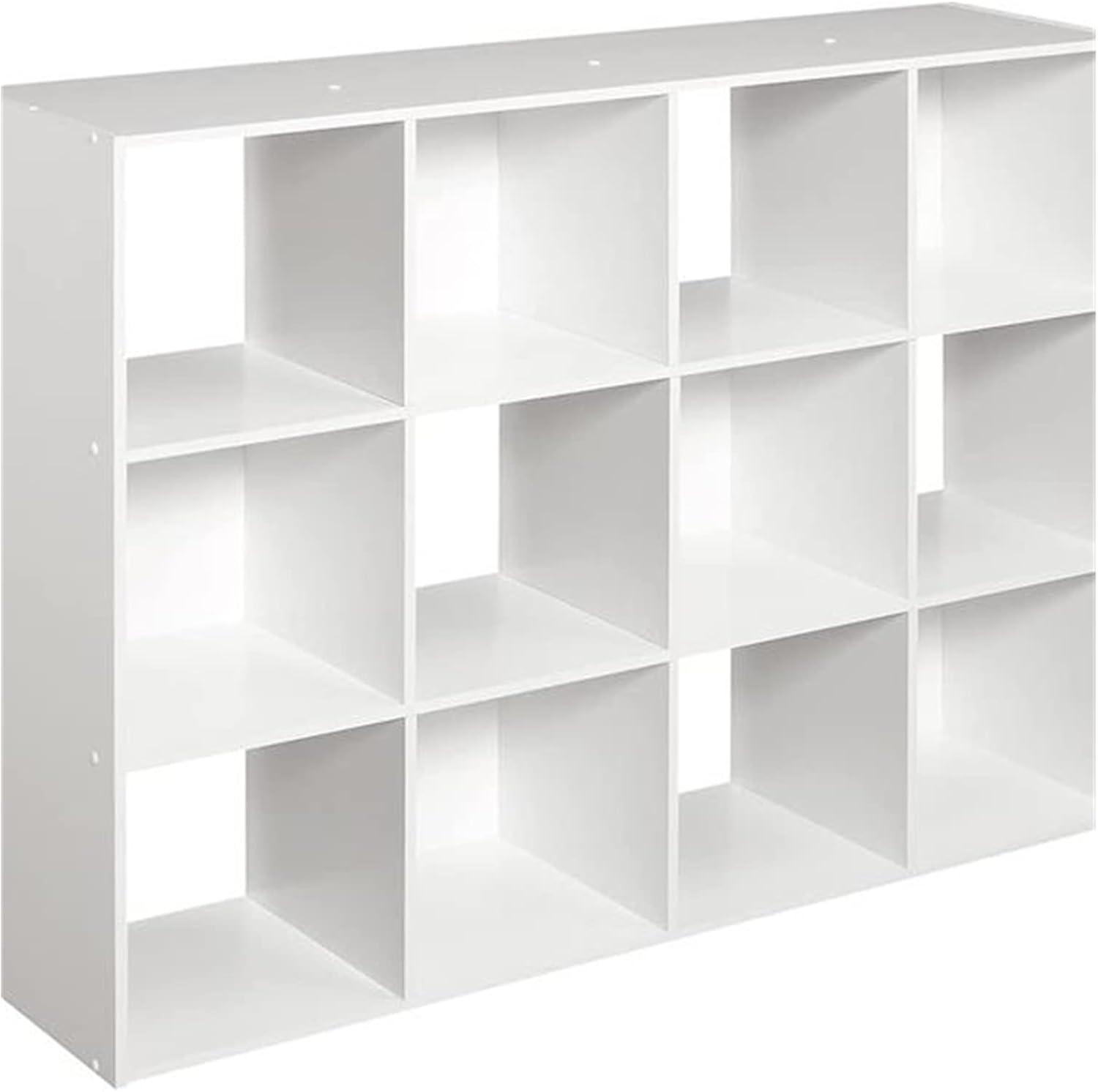 KIZQYN Bookcase 3-Layer Storage Shelf Bracket White/Dark Brown 12 Cube Storage Boxes Bookcases Wooden Bookshelves Open Bookshelves Bookshelf (Color : White)