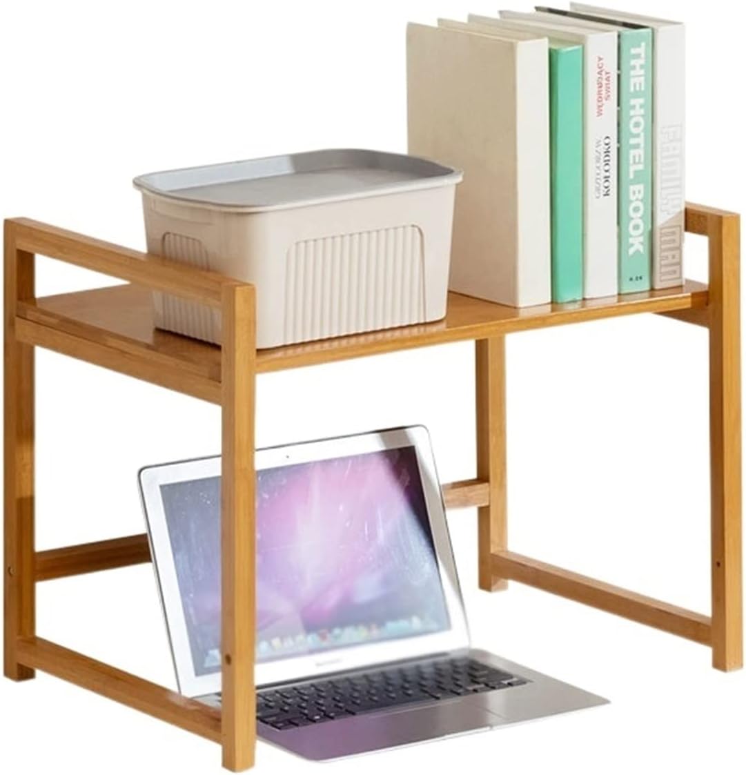 Independent Bookcase Organizer Desktop Small Bookshelf Creative Storage 2-Layer Storage Rack Short Bookcase Display Storage Unit Office Living Room Furniture Bookshelf for Bedroom