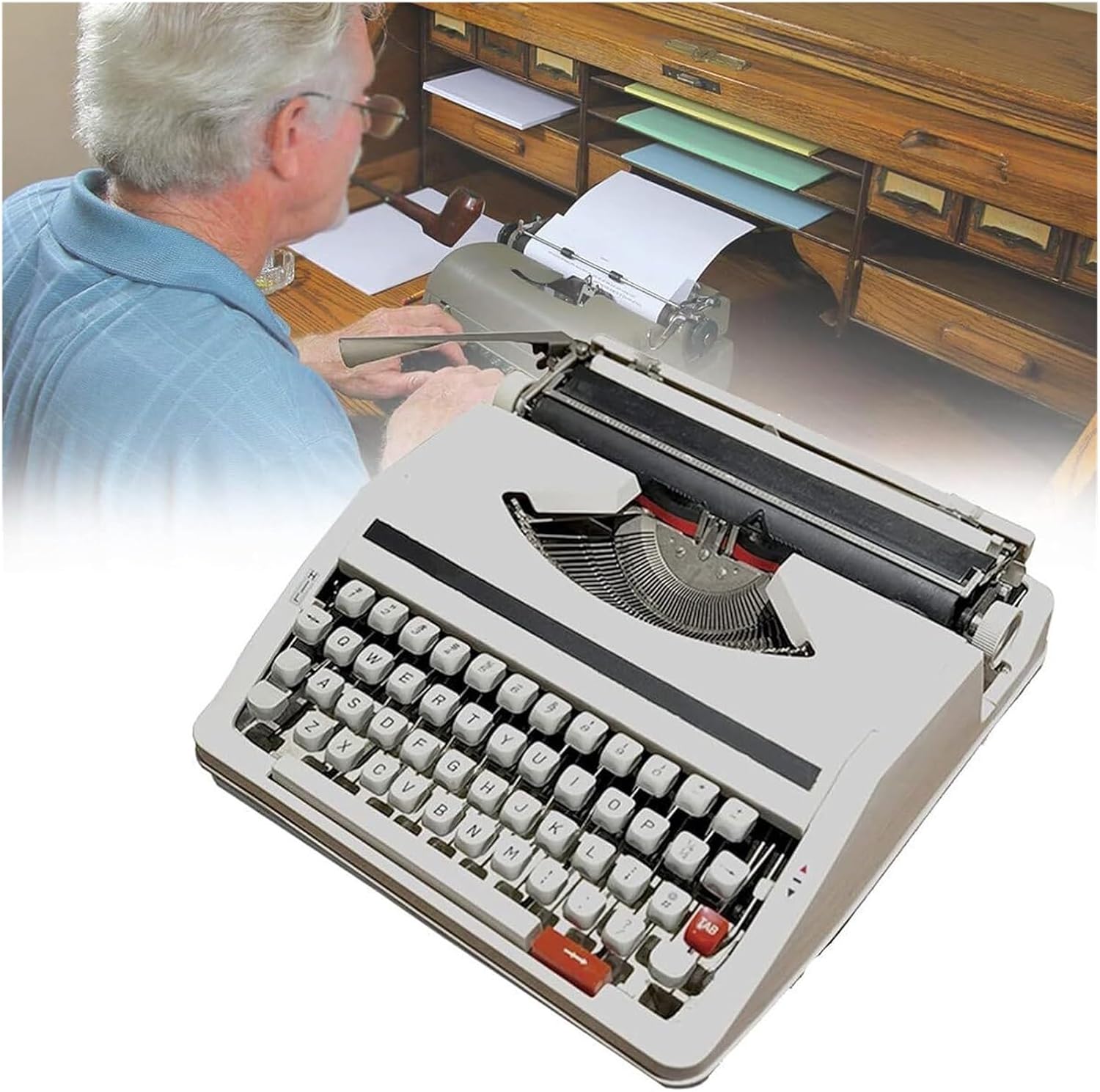 Retro Old-Fashioned Manual Typewriter, Typewriters for Writers for Home Office Study Room Desk Portable Vintage Mechanical Typewriter