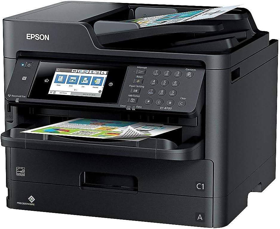 Epson Workforce Pro ET-8700 EcoTank Color All-in-One Supertank Printer with Scanner, Copier and Fax, WiFi & Ethernet Connectivity