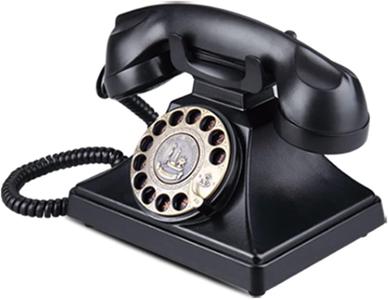 DAEOIBHJR Vintage Phone, Retro Rotary Dial Phone, Old Fashion Antique Landline Telephone, Corded Desk Phones with Mechanical Ringer for Home Office Hotel School Decor,Black
