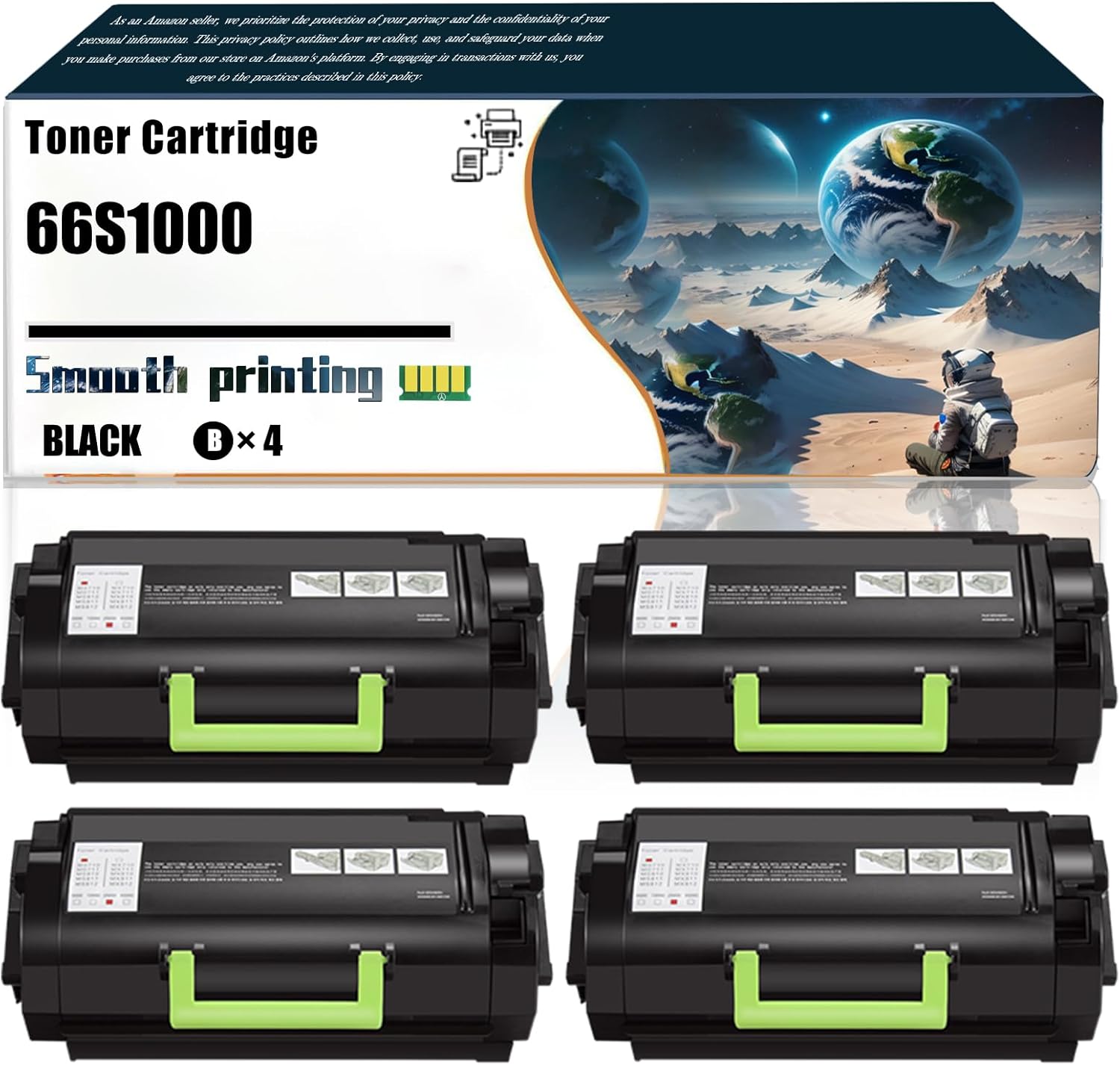 Replacement Parts Toner Cartridge 66S1000 Compatible with Lexmark MS531dw MS631dw MS632dwe MX532adwe MX632adwe Printers, Contains Chip and Clear Printing (4 Pack Black)