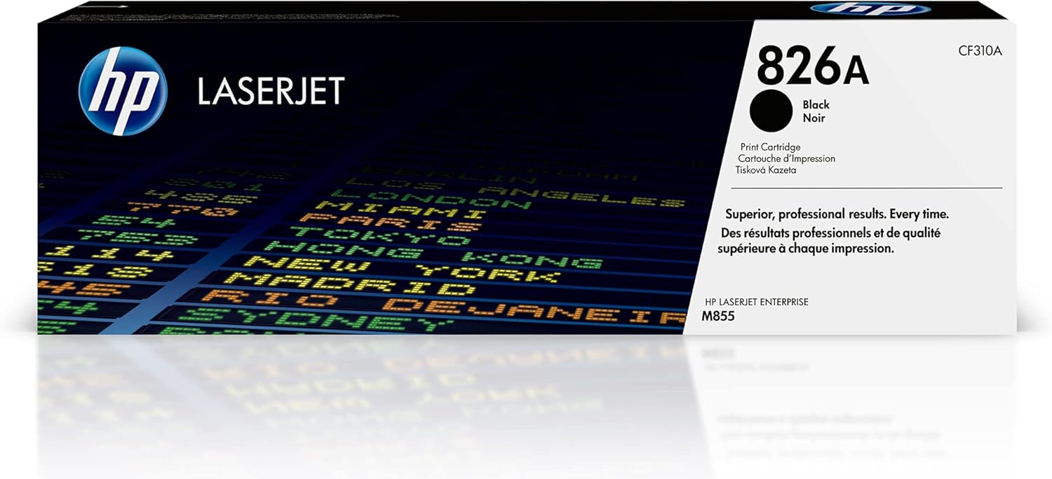 HP 826A Black Toner Cartridge | Works Color Laserjet Enterprise M855 Series | CF310A