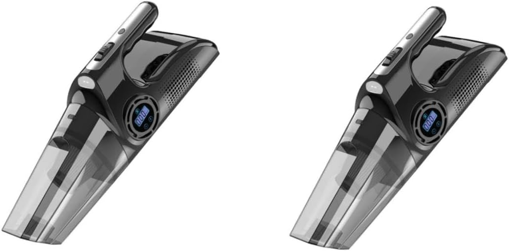 MUCKLILY 2pcs Car Air Pump Digital Tire Pressure Gauge Inflatable Air Pump Led Light Handheld Vacuum