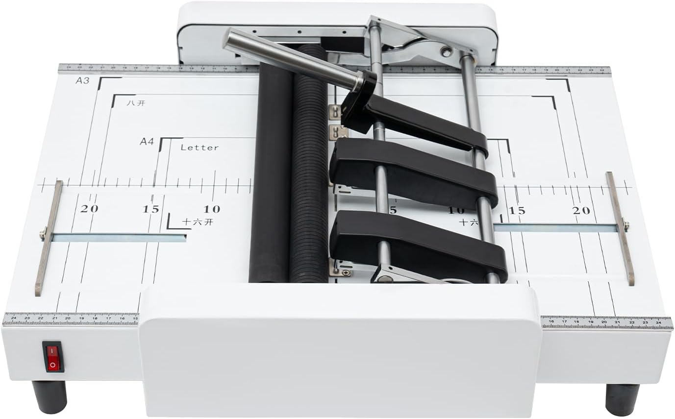 A3 Folding Binding Machine, 2-in-1 60W Paper Folding Machine Booklet Maker Binding & Folding Machine with Visible Panel About 200-300 Books/H Max. for Schools Print Stores Offices Beige