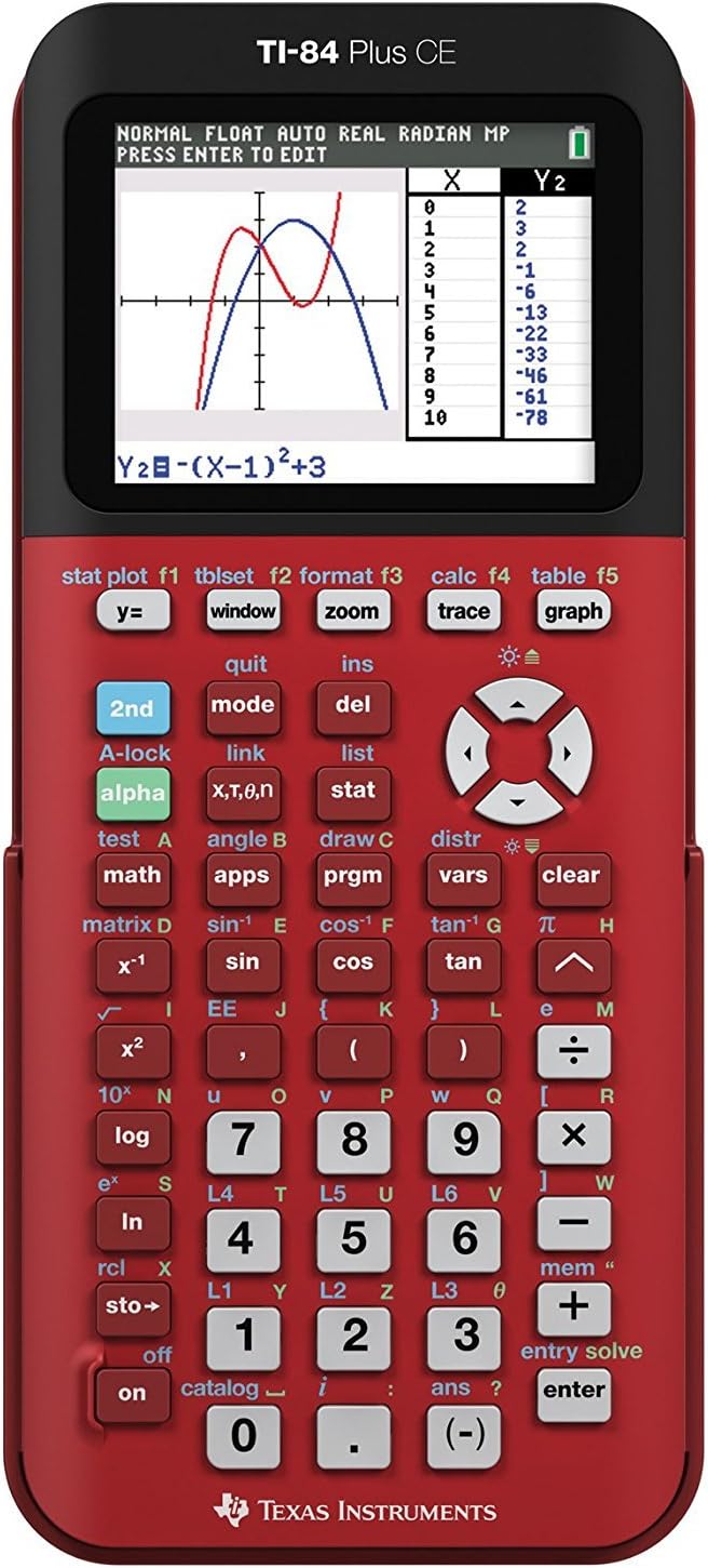 Texas Instruments TI-84 Plus CE Radical Red Graphing Calculator