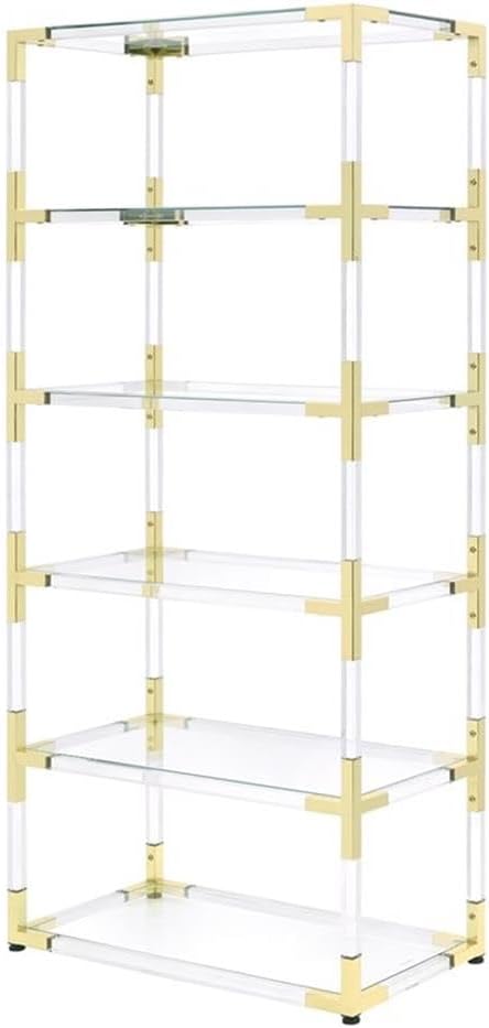 Pemberly Row Pure Decor Lucite Acrylic Bookcase with 6 Shelf in Clear