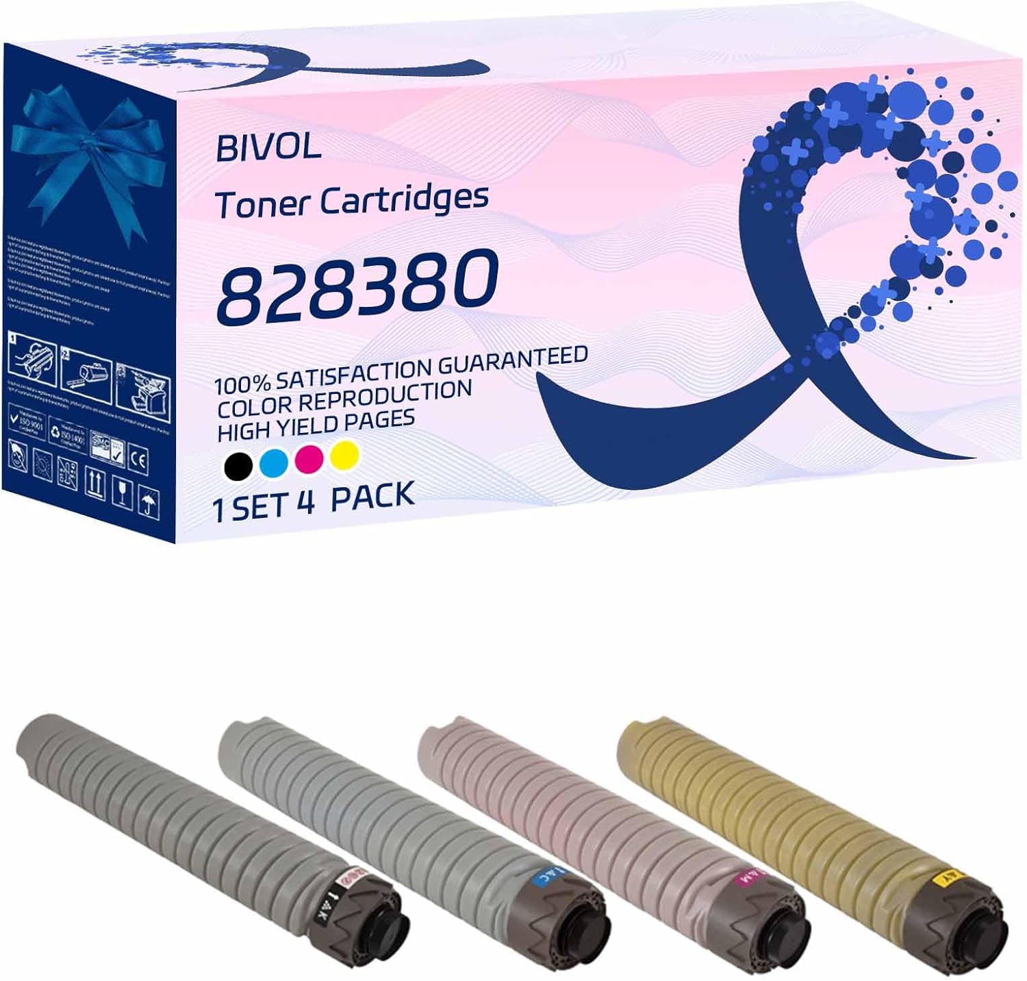 BIVOL 828380 828383 828382 828381 Toner Cartridges Compatible for Ricoh Pro C9100 Printers, High Yield 59000 Pages (Multicolor)