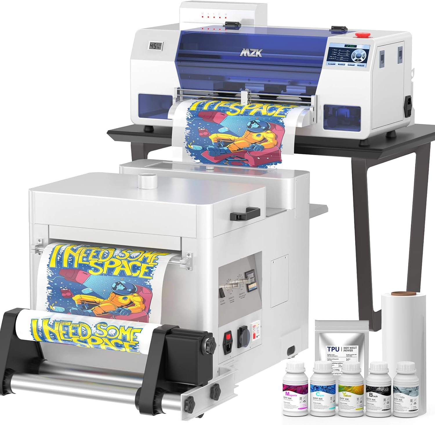 MZK A3 Plus DTF Printer F1080 Printhead Durable and Anti-Blocking(XP600 Gen2),Automatic Timed Cleaning Mode+Ink Anti-Clog Filter,2X-Speed Compared to L1800,Dual Ink Level Alert,Gift Ink 2 Years