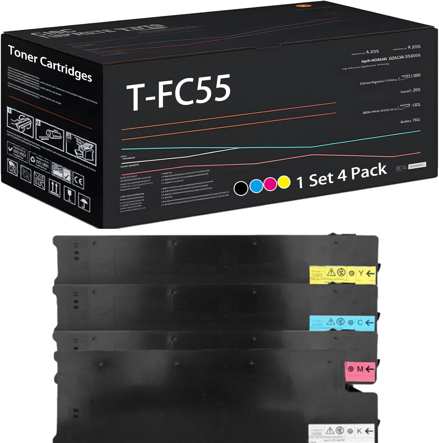 UVUMB T-FC55 Toner Cartridges Compatible for Toshiba E Studio 5520C 5520CT 6520C 6520CT 6530C 6530CT Printers, with Chip, High Yield 83000 Pages, High-Definition Printing (Multicolor)