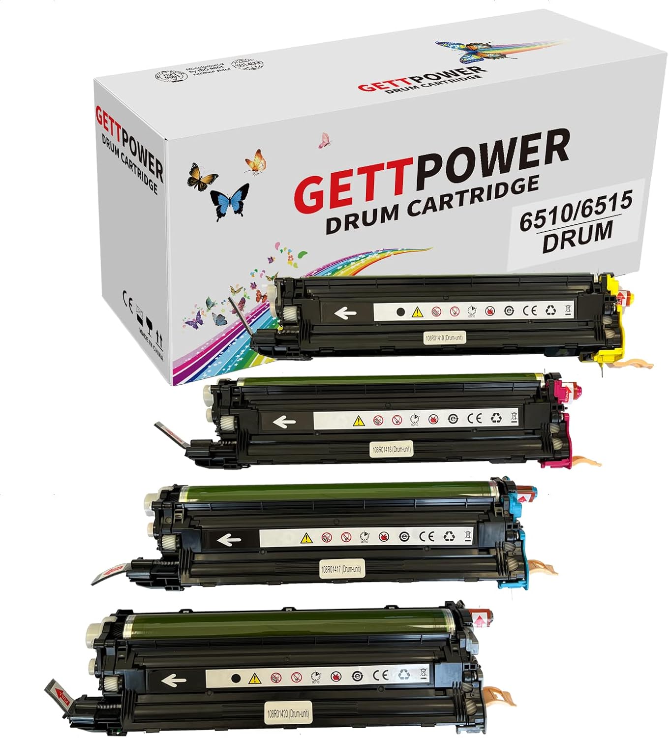 GETTPOWER 4 Pack 6515 6510 Drum Cartridge Remanufactured Drum Unit 108R01420 108R01419 108R01417 108R01418 Replacement for Xerox Phaser 6510 Workcentre 6515