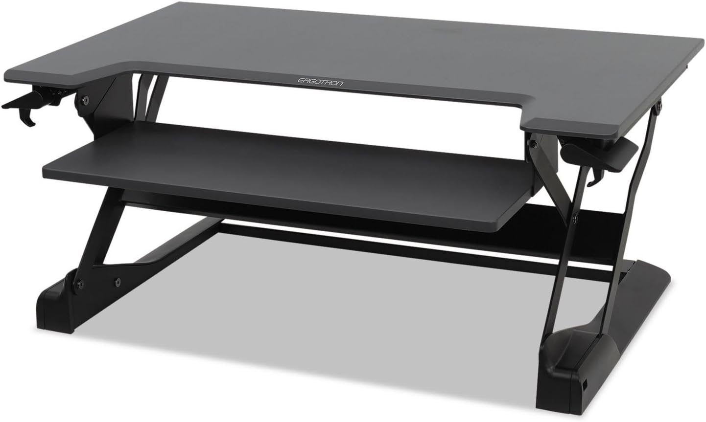 Ergotron – USA Assembled WorkFit-TL Standing Desk Converter, Dual Monitor Sit Stand Desk Riser for Tabletops – 37.5 Inch Width, Black, TAA Compliant