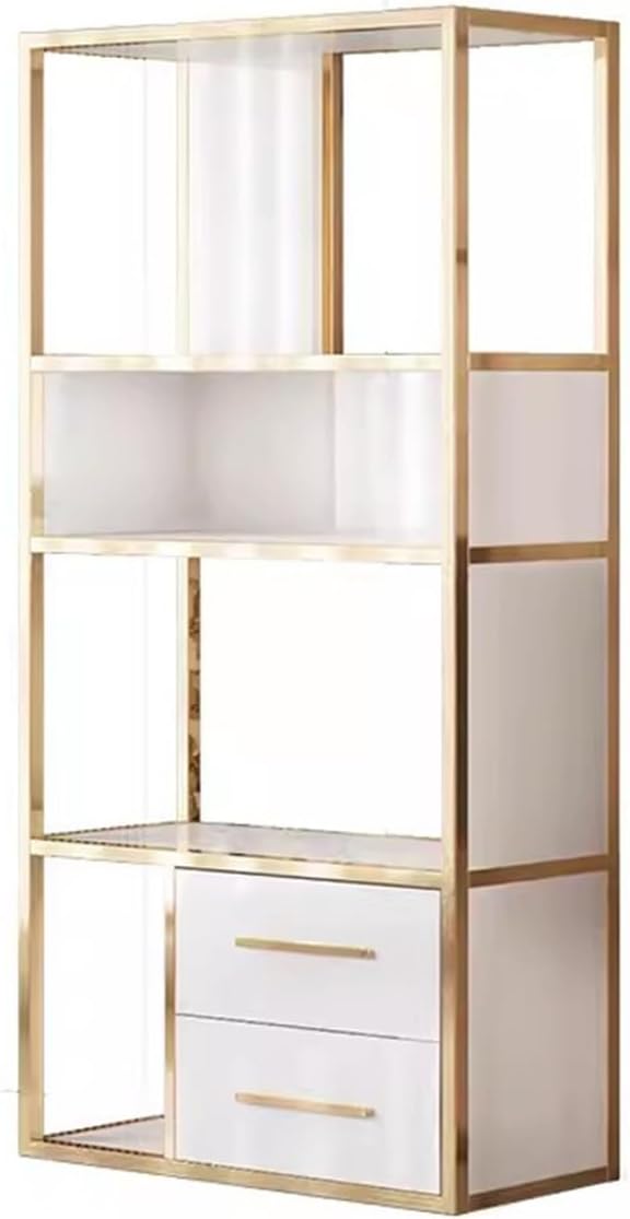 SONGCHAO Book Shelf Office Bookshelf Storage Rack Floor-Standing Bookcase Modern Simple Iron Art Living Room Stainless Steel Storage Cabinet Cube Storage Organizer (Size : B:90X30X180cm)