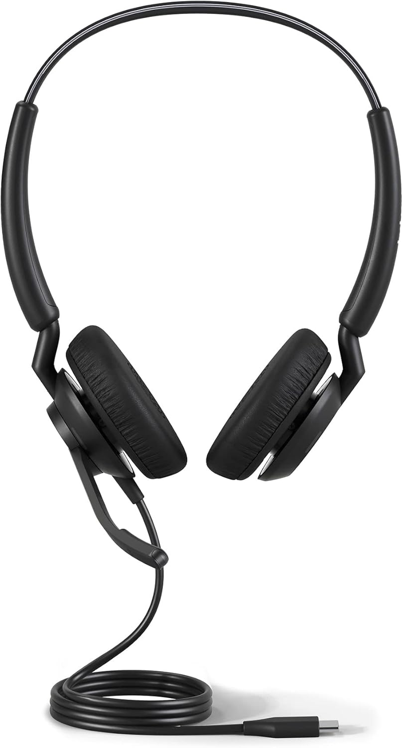 Jabra Engage 40 Wired Stereo Headset - Noise-Cancelling 2-Mic Technology and USB-C Cable, Ultra-Light Design - Works with All Leading Unified Communications Platforms Such As Zoom, Unify - Black