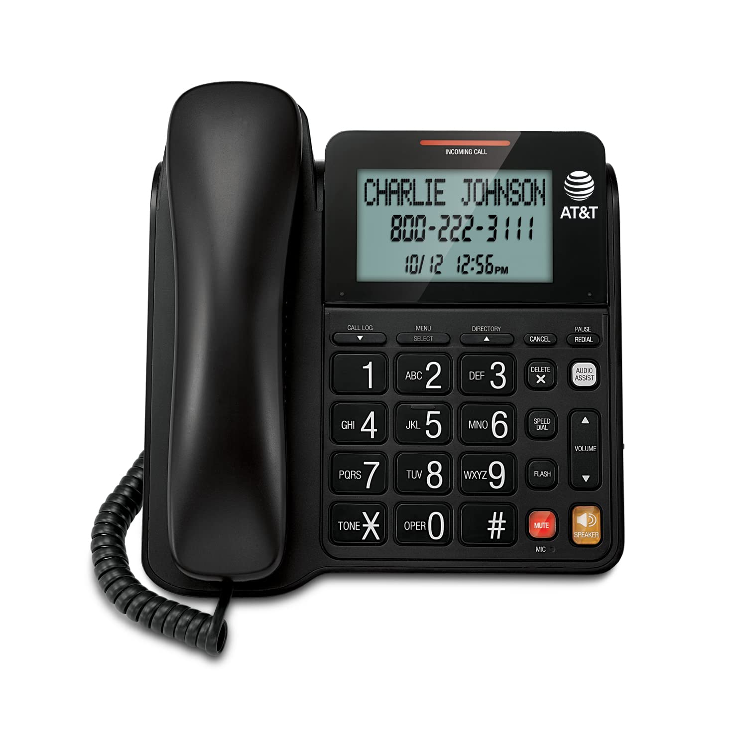 AT&T CL2940 Corded Phone with Caller ID/Call Waiting, Speakerphone, XL Tilt Display, XL Buttons & Audio Assist Volume Boost, Pack of 4