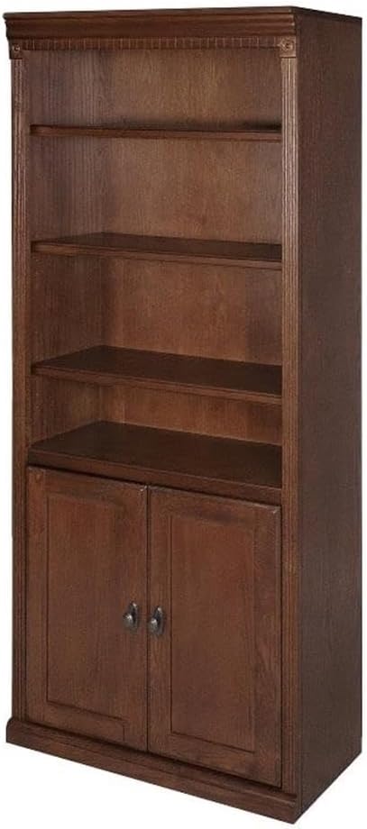 Beaumont Lane Transitional Wood Bookcase with Doors Storage Cabinet in Brown
